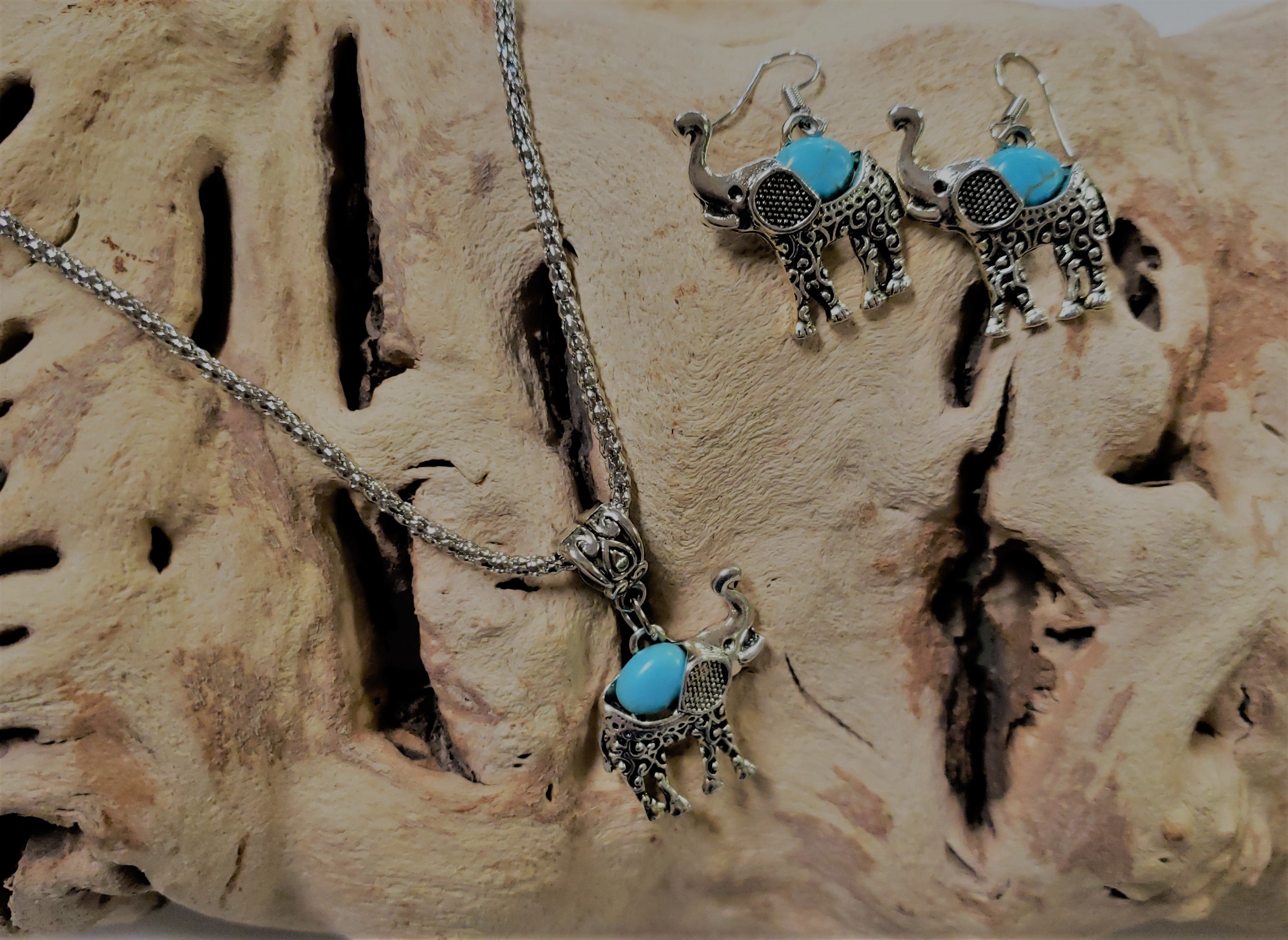 Elephant Necklace and Earring Set