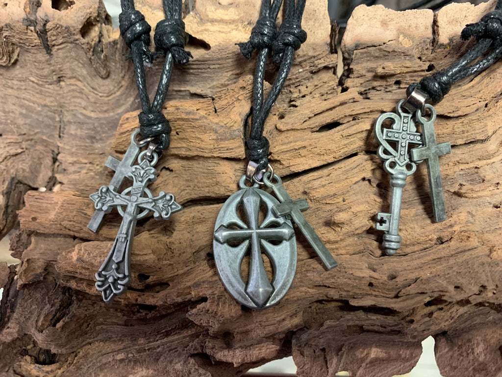 Rustic Metal Cross Necklaces