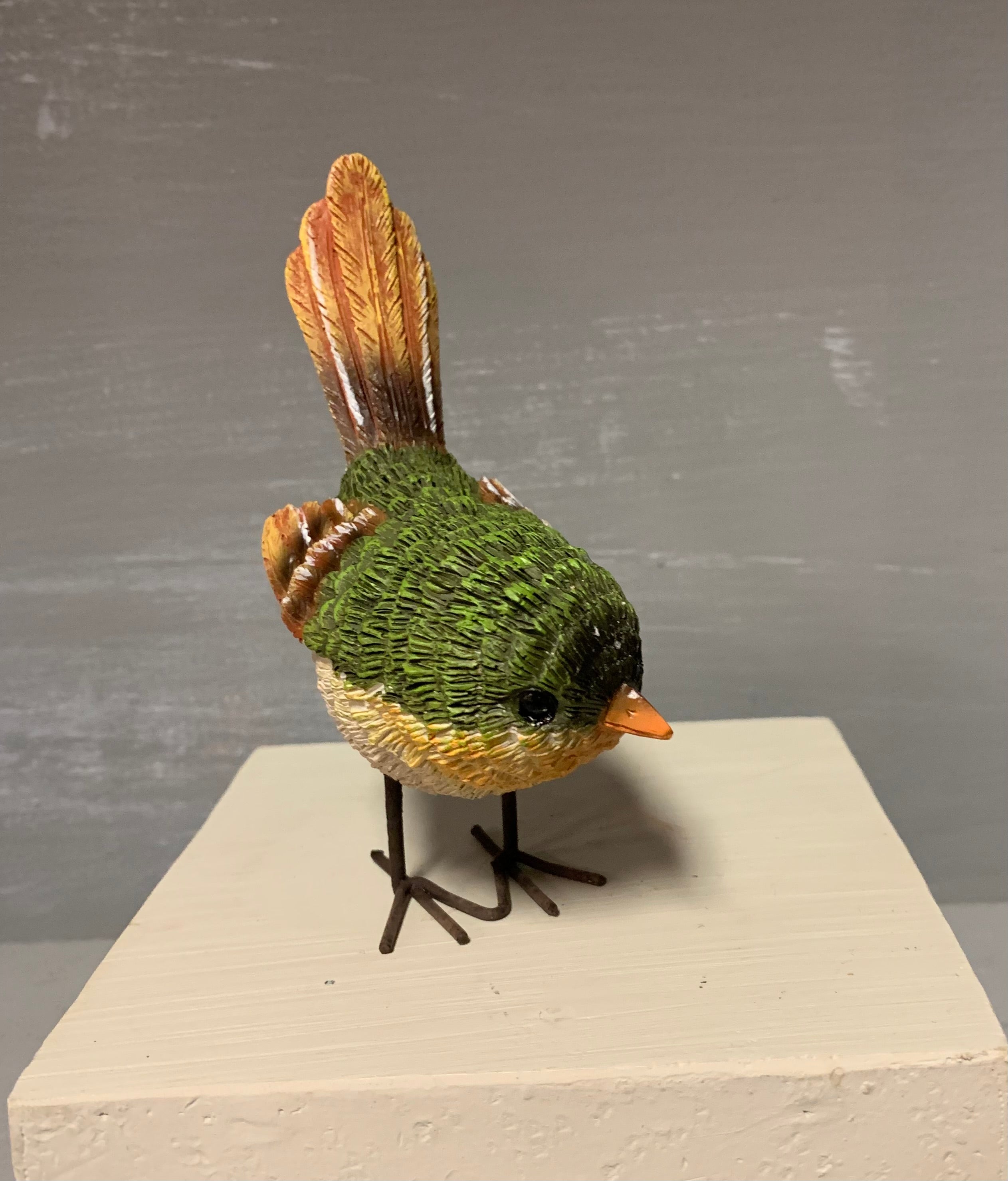 Resin Bird with Metal Feet