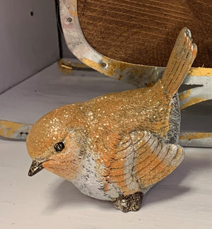Gold Glitter Bird Figurines