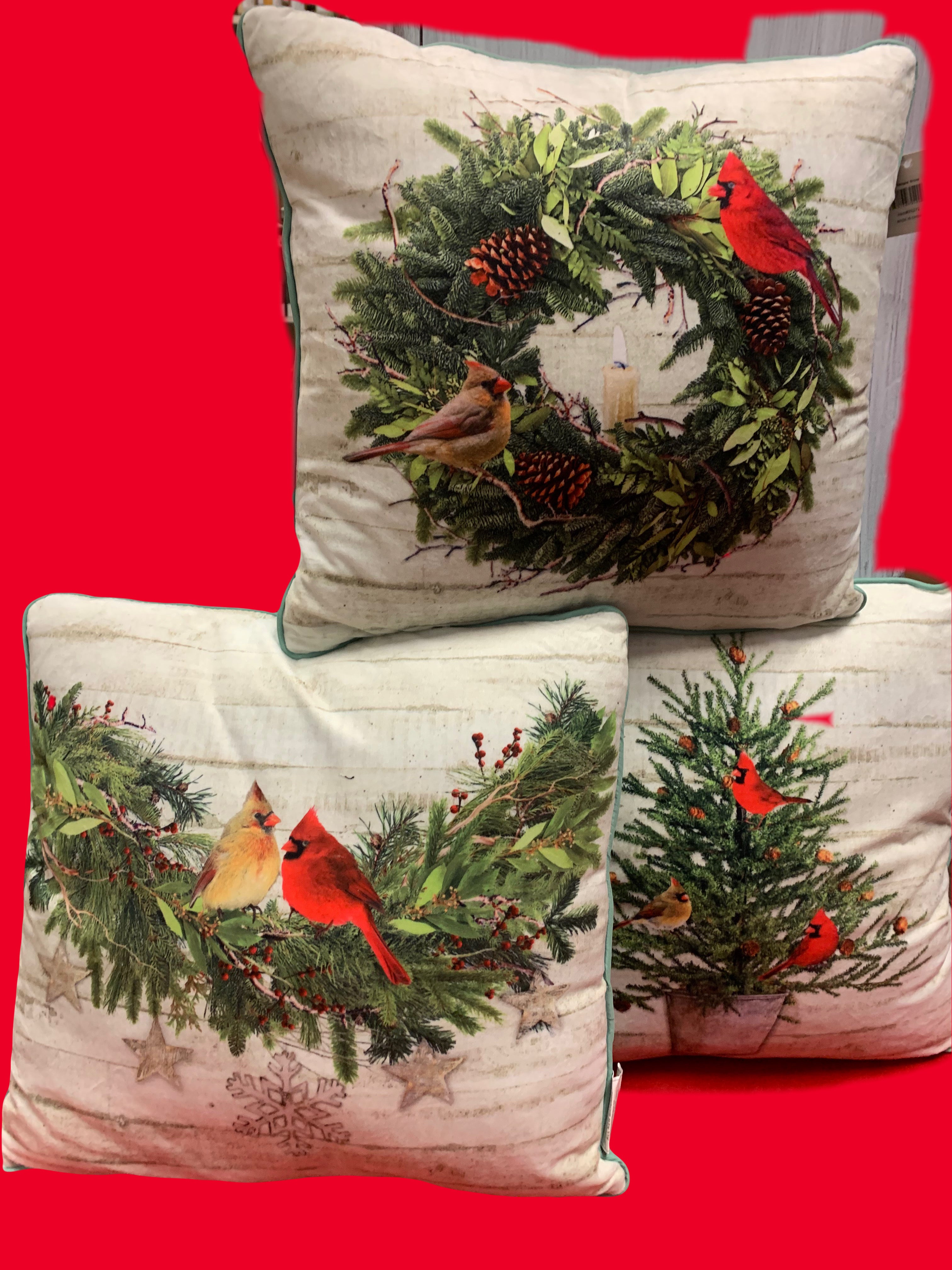 Cardinal Pillows- Set of Three