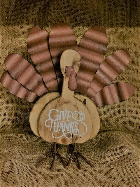 Wood and Metal Table Top Turkey