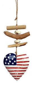 Wooden American Flag Heart Decoration