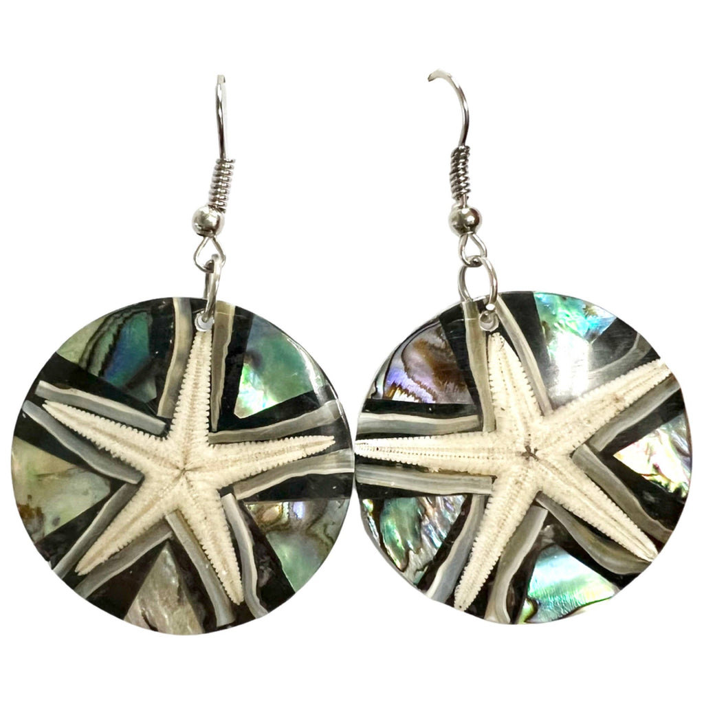 Starfish and Abalone Earrings - Black